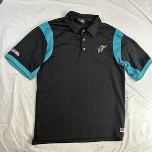 Miami Marlins Polo Shirt Mens Medium Black MLB Baseball Fit Stitches